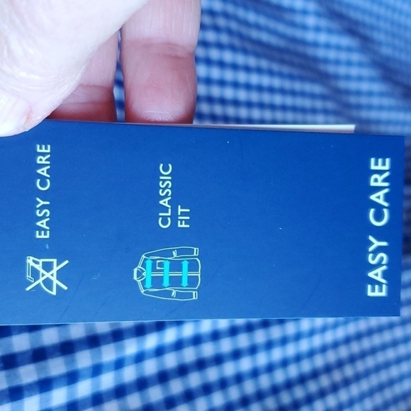 Saddlebred NWT easy care SS blue check button down shirt large classic fit - Picture 4 of 9